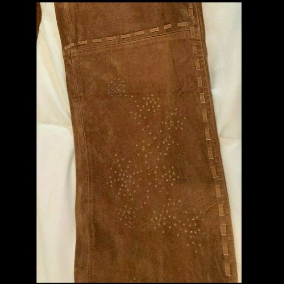 NEW VINTAGE FOR JOSEPH BROWN SUEDE LEATHER PANTS MID RISE SIZE 26 - Picture 7 of 8